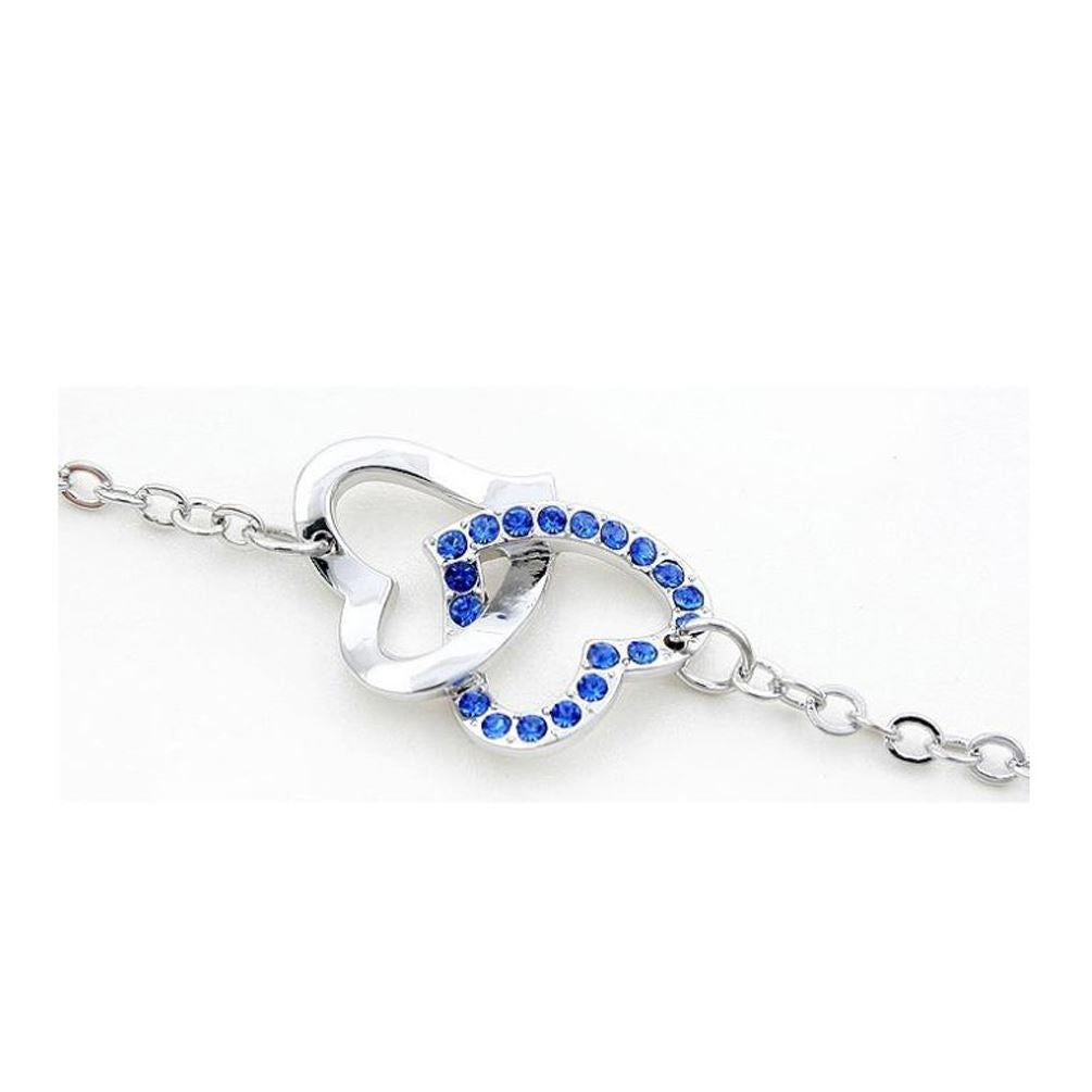 Double Heart Intertwined Love Bracelet Dark Blue Jewellery from Charles William