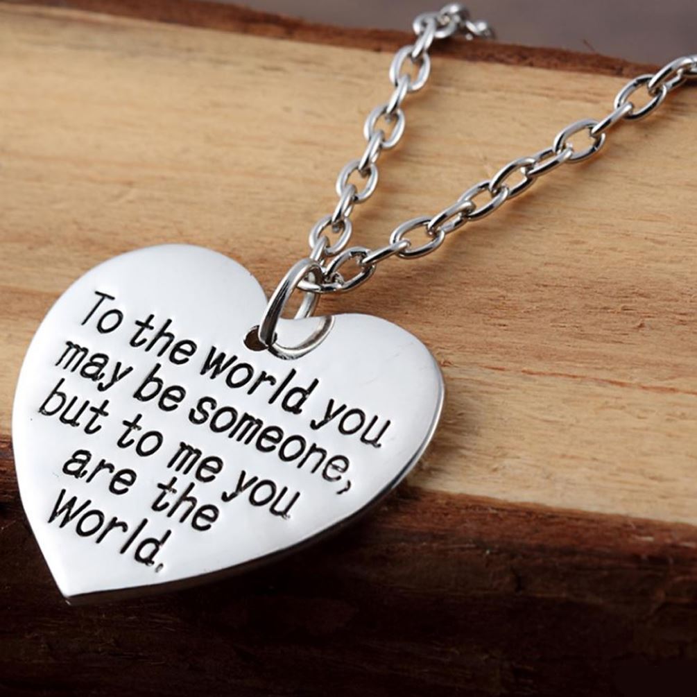 Women's Gift Necklace For Wife Daughter Mother Love Heart Pendant You Are The World UK