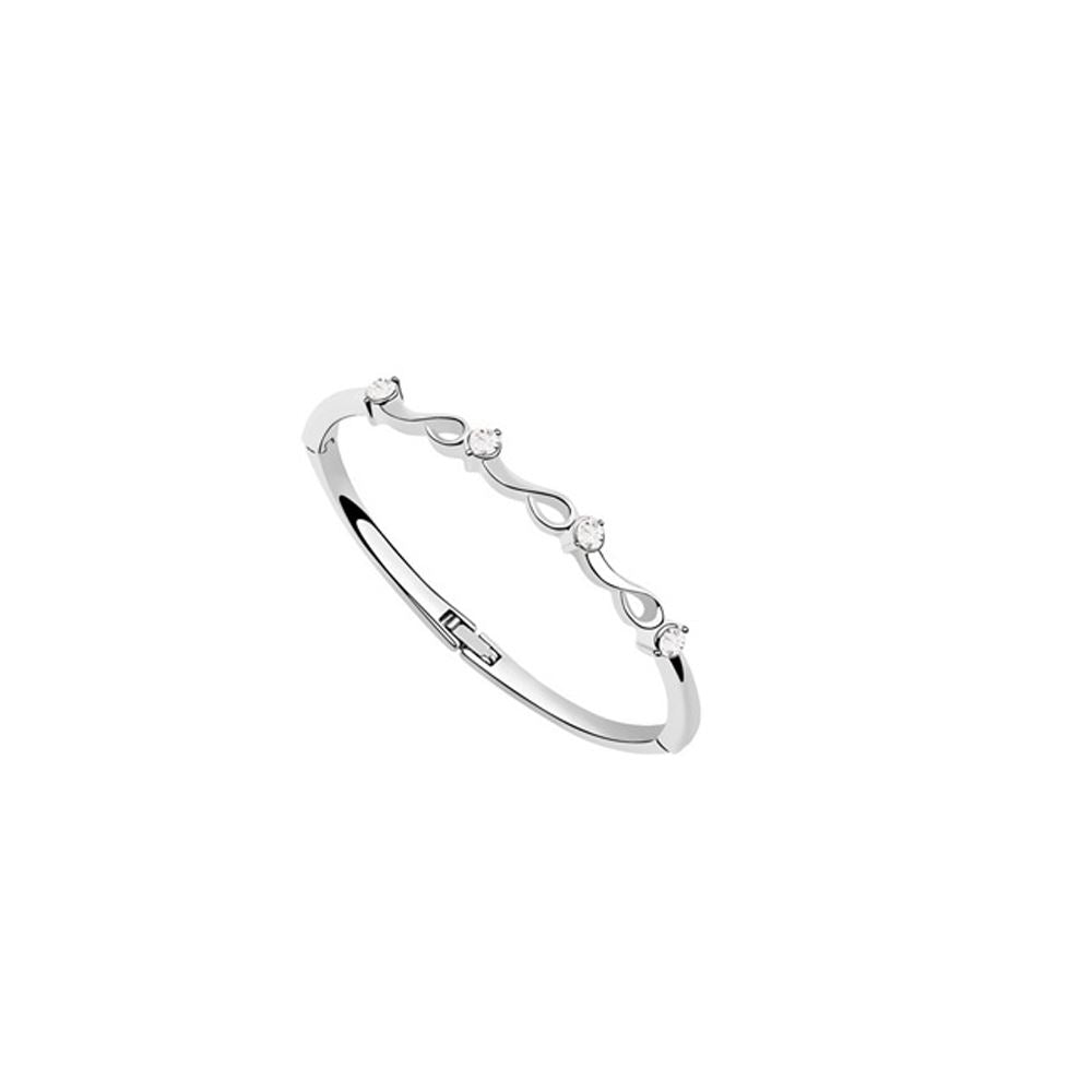 Charles William Silver White Crystal Elements Christmas Bangle Bracelet Gift Present UK Seller