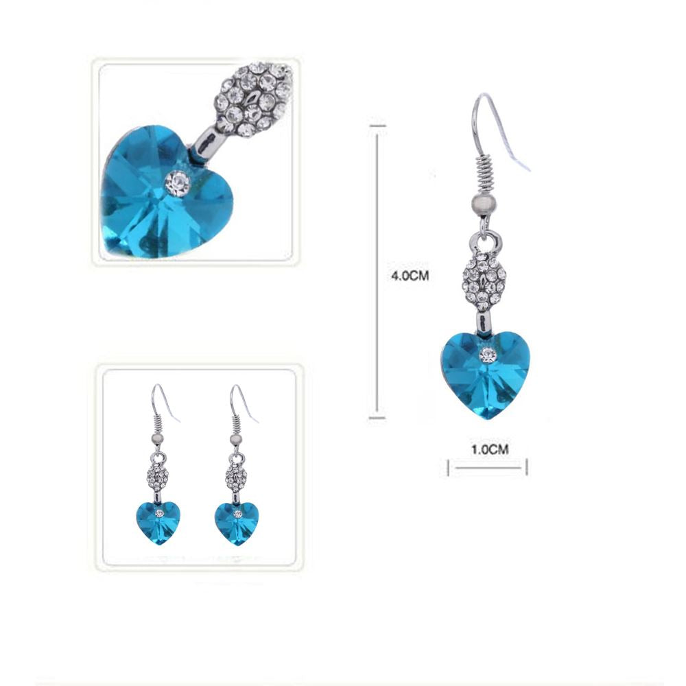 Heart Shaped Dangle Blue Earrings Ladies Jewellery from Charles William