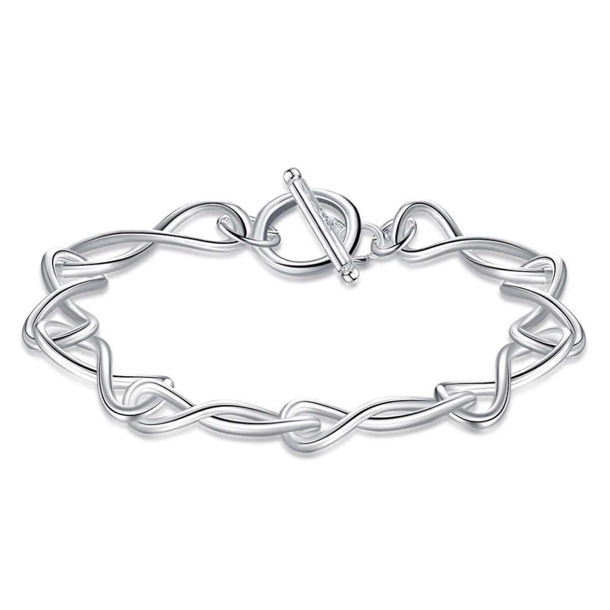 Women's Ladies Angled Chain Bracelet Bangle Silver Plated Jewellery UK Seller BG1728