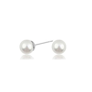 Pearl Pendant Stud Earrings with White Stone