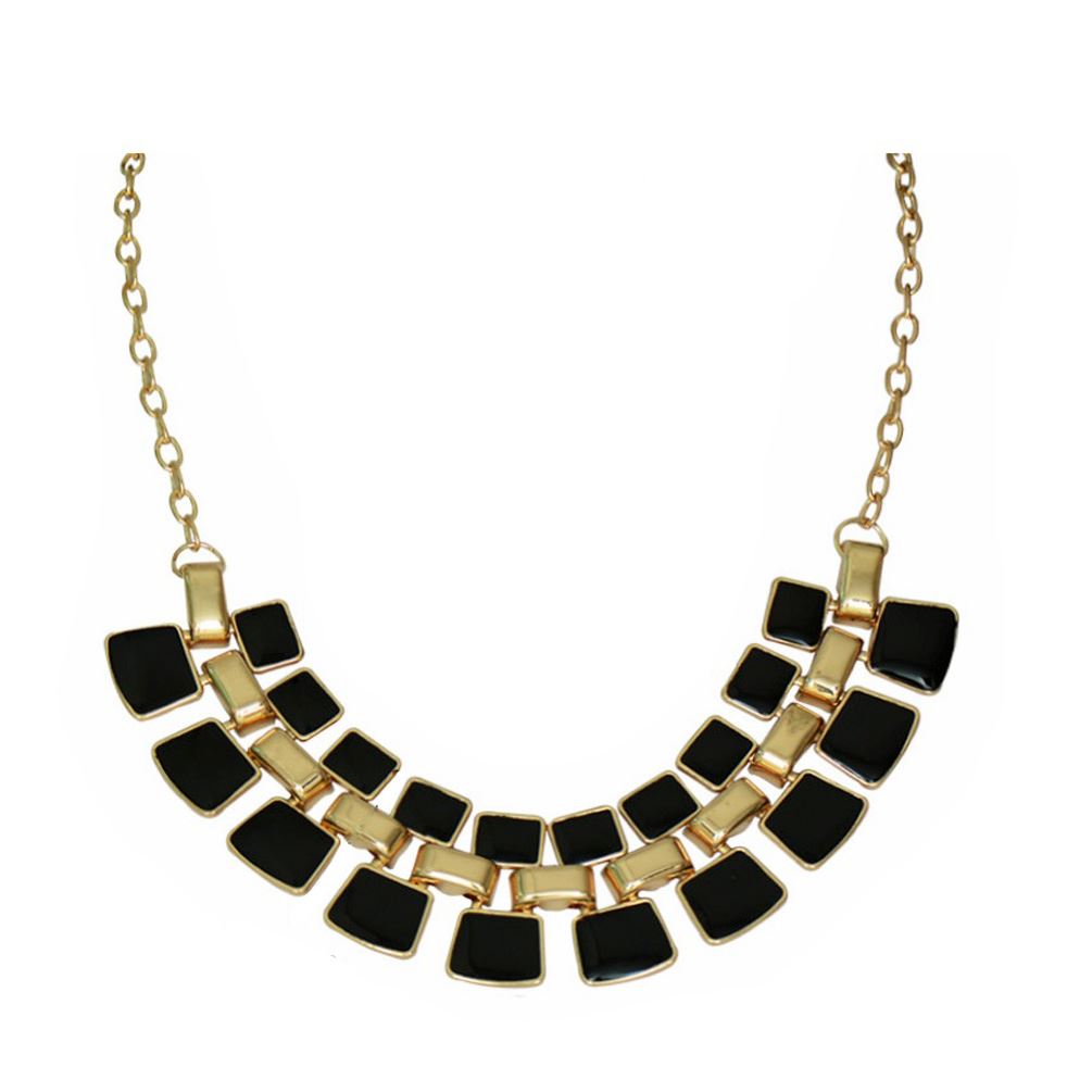 Women's Statement Necklace Shiny Enamel Jewellery Gold Tone Fashion Accessory UK