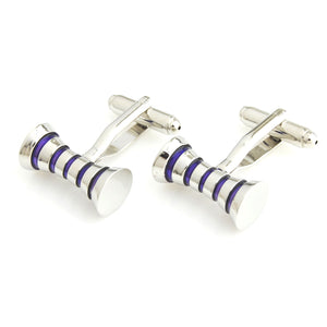 Charles William Silver Barrel Style Cufflinks With Purple Design