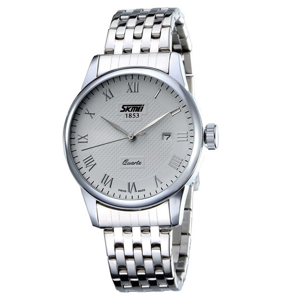 Skmei Mens Watch Stunning Analogue Watches Silver Stainless Steel Date SK9058 UK