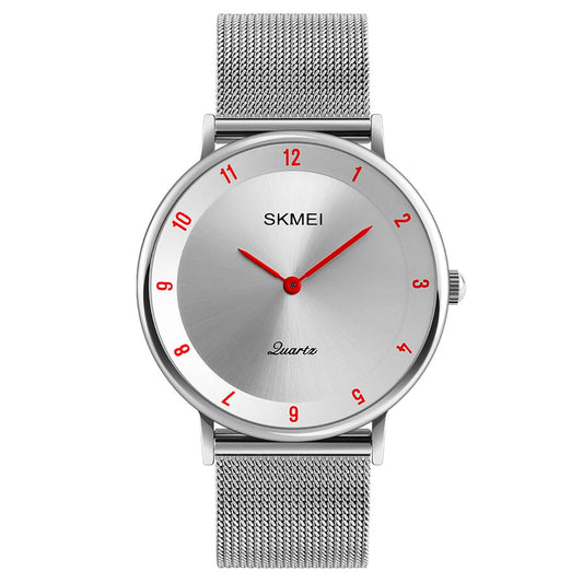 Skmei Mens Watch Classic Silver Dial Ultra Thin Stainless Steel Mesh Strap SK1264