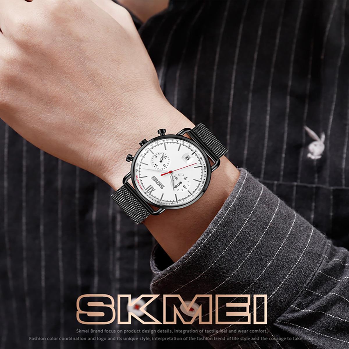 Skmei Elegant Mens Watch Date Display Black Clear Comfortable Luminous