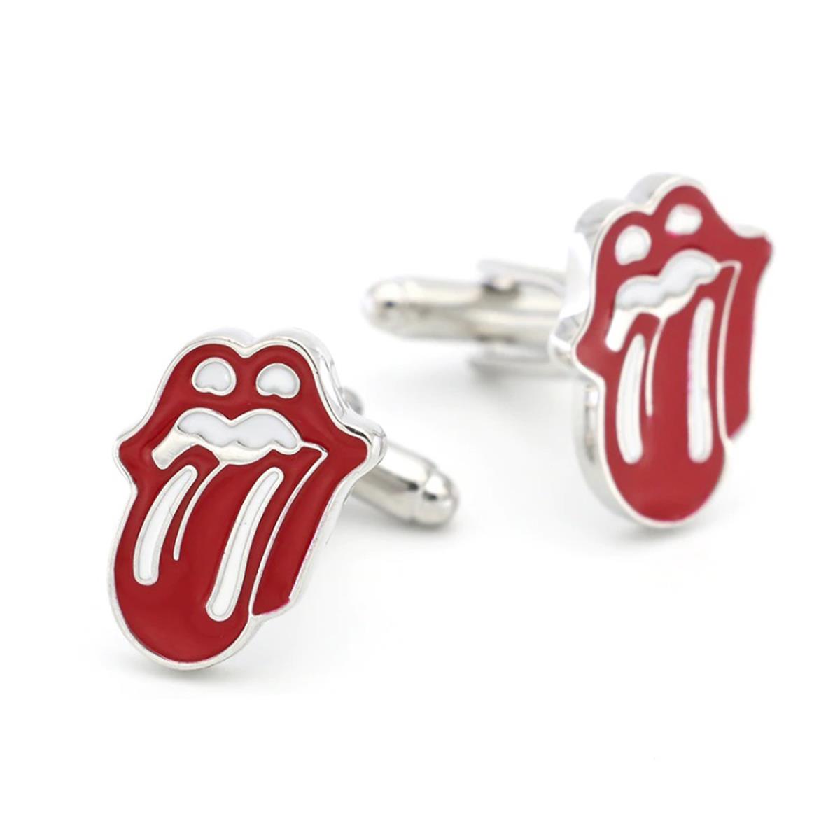 Charles William Silver Red Stick Out Tongue Cufflinks Diss Rude Lips Mouth Teeth Cheeky Present UK