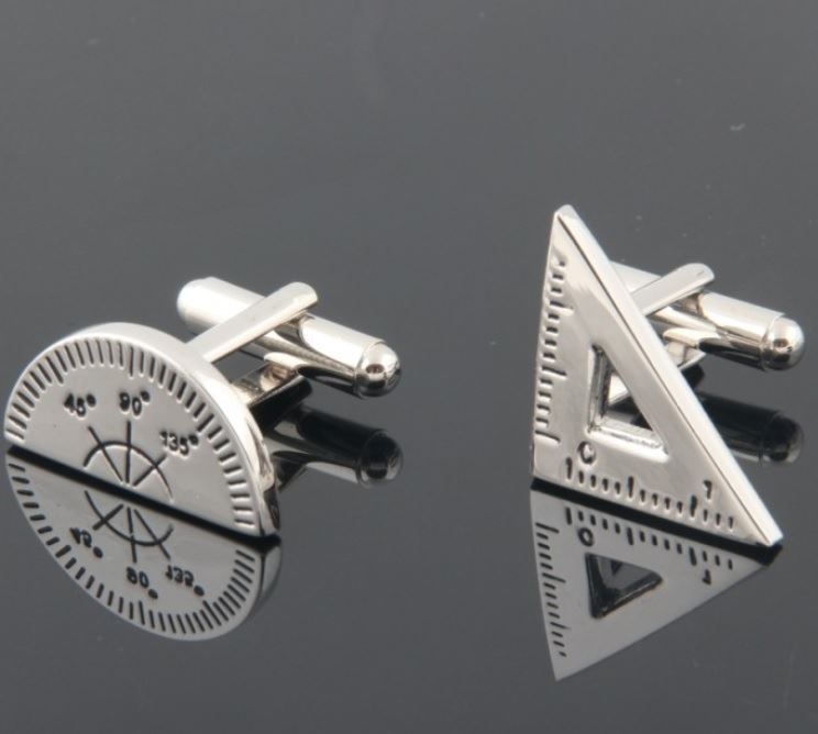 Charles William Maths Protractor Ruler Party Cufflinks Novelty Wedding Fun Birthday Gift UK