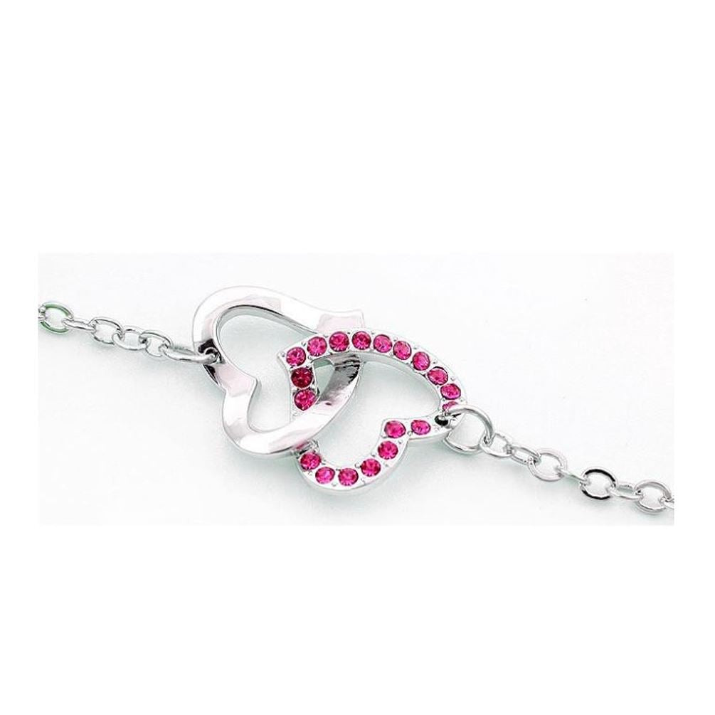 Women's Double Heart Intertwined Love Bracelet Pink Ladies Jewellery from Charles William