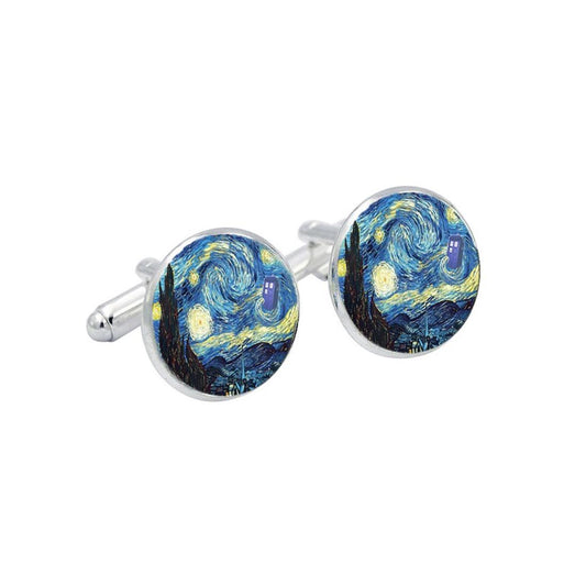 Charles William Unique Novelty Cufflinks Vincent Van Gogh The Starry Night Fashion