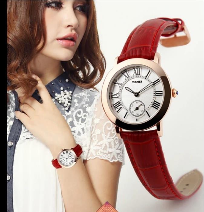 Skmei Beautiful Women's Ladies Watch Rose Gold Roman Numerals Genuine Leather Strap 1083R