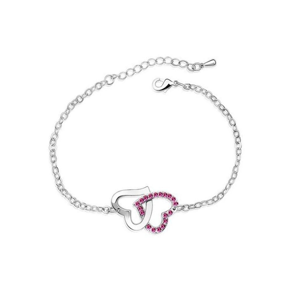 Women's Double Heart Intertwined Love Bracelet Pink Ladies Jewellery from Charles William