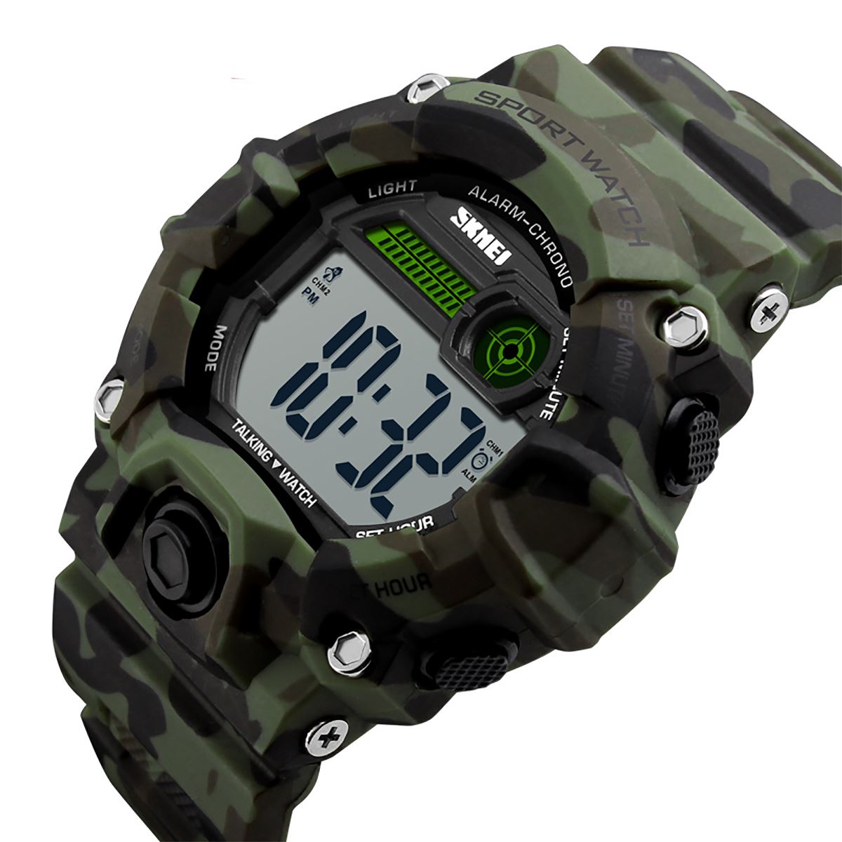 Skmei Large Display Digital Watch Camouflage Loud Alarm Cam 50m Sports Watch UK Seller