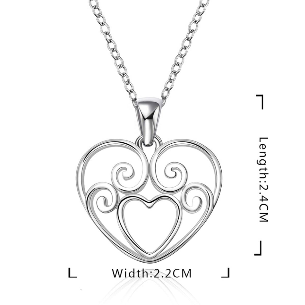 Beautiful Heart Pendant Necklace Silver Plated Jewellery Intricate Design UK Seller