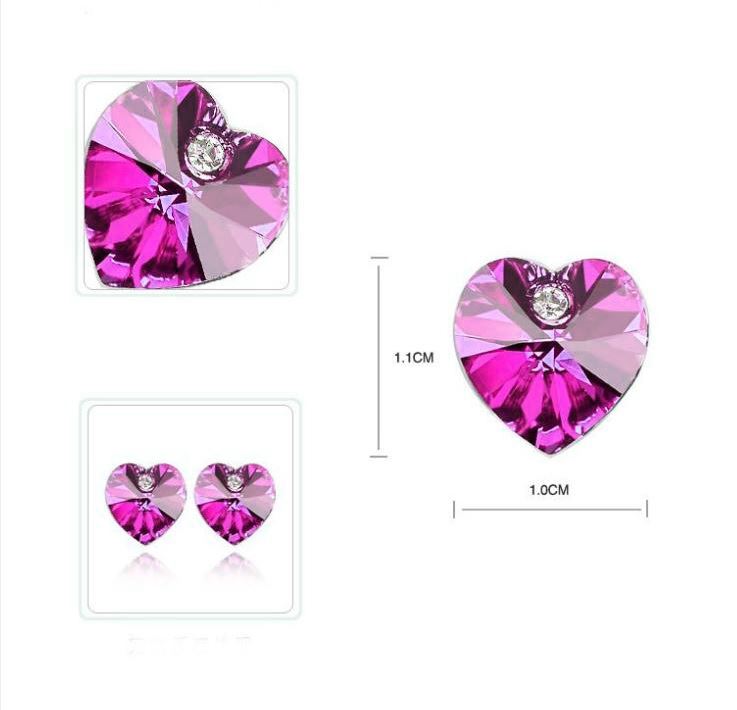 Austrian Elements Hot Pink Heart Shaped Stud Earrings Jewellery from Charles William