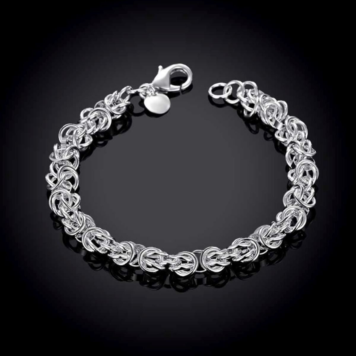 Women's Ladies Intricate Silver Plated Chain Bracelet With Lobster Clasp Close Modern Design UK Seller