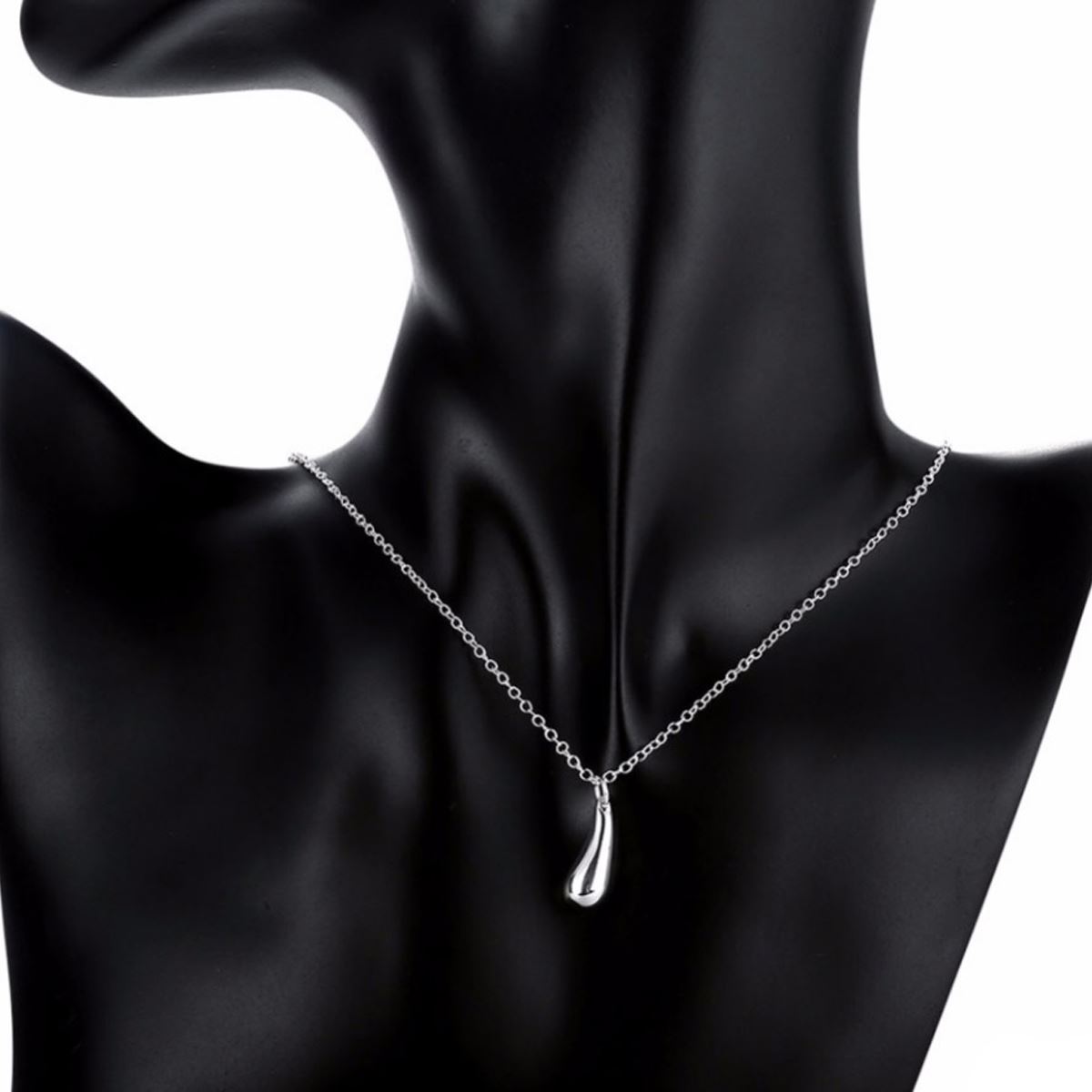 Women's Silver Plated Tear Drop Pendant Necklace On Elegant Chain Fashion UK Seller