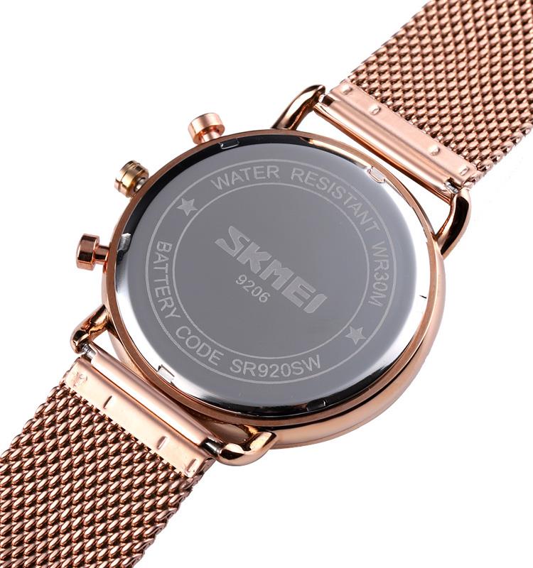 Skmei Multi Dial Elegant Mens Watch Date Display Rose Gold Clear Comfortable SK9206GW