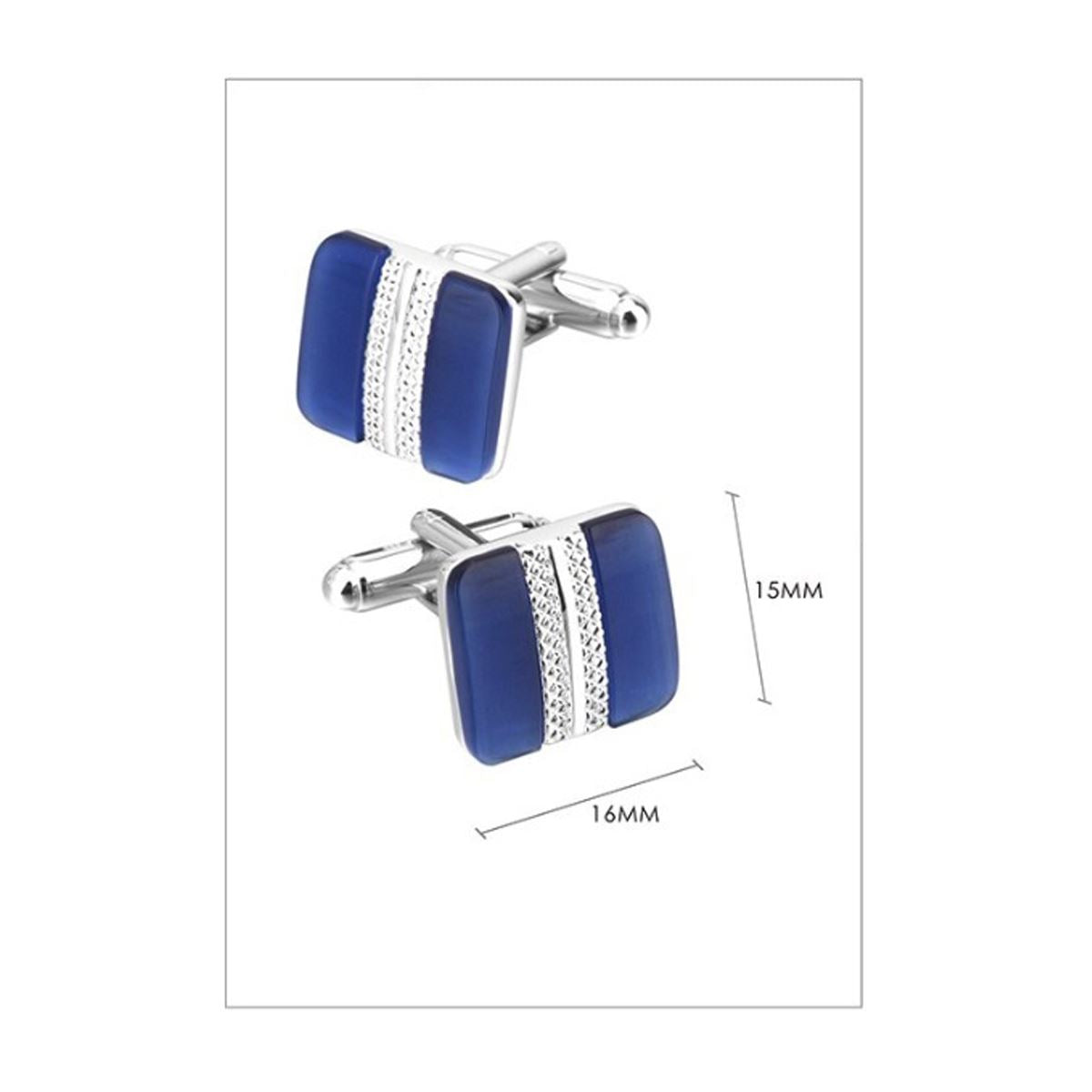 Charles William Classy Premium Square Silver Blue Cufflinks Perfect Present Gift Husband Wedding