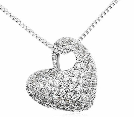 Stunning Stone Encrusted Love Heart Pendant Necklace from Charles William