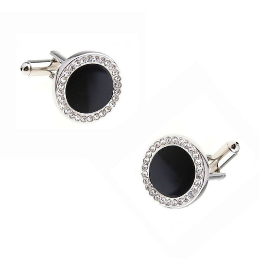 Mens Ladies Cufflinks Exclusive Black Button Diamond Look Unique Gift Top Quality