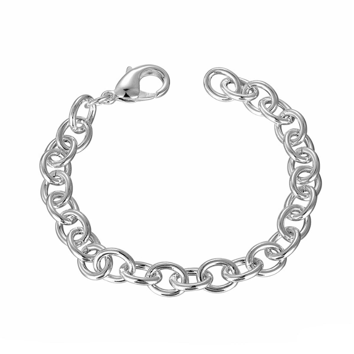 Women's Ladies Silver Plated Charm Chain Bracelet With Lobster Close Modern UK Seller BG1720