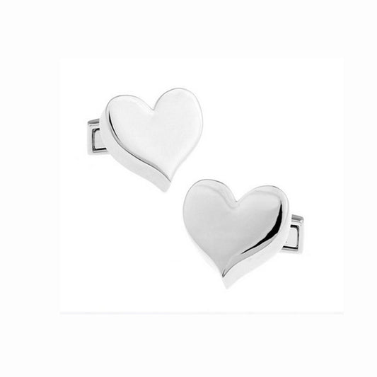 Charles William Heart Cufflinks Silver Smooth Feel