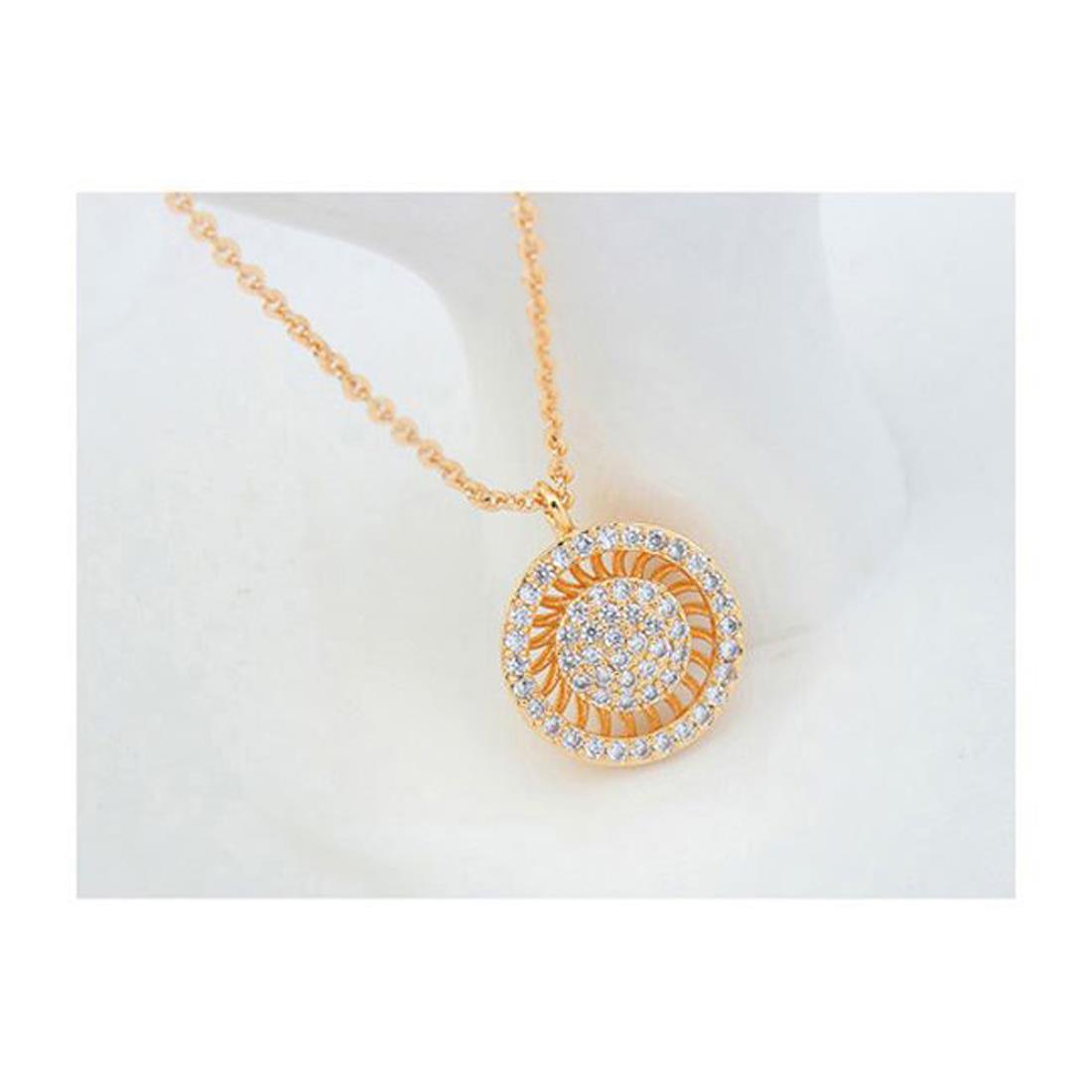 Women's Girls Sunray Circle Pendant Necklace Encrusted Crystals Gold UK