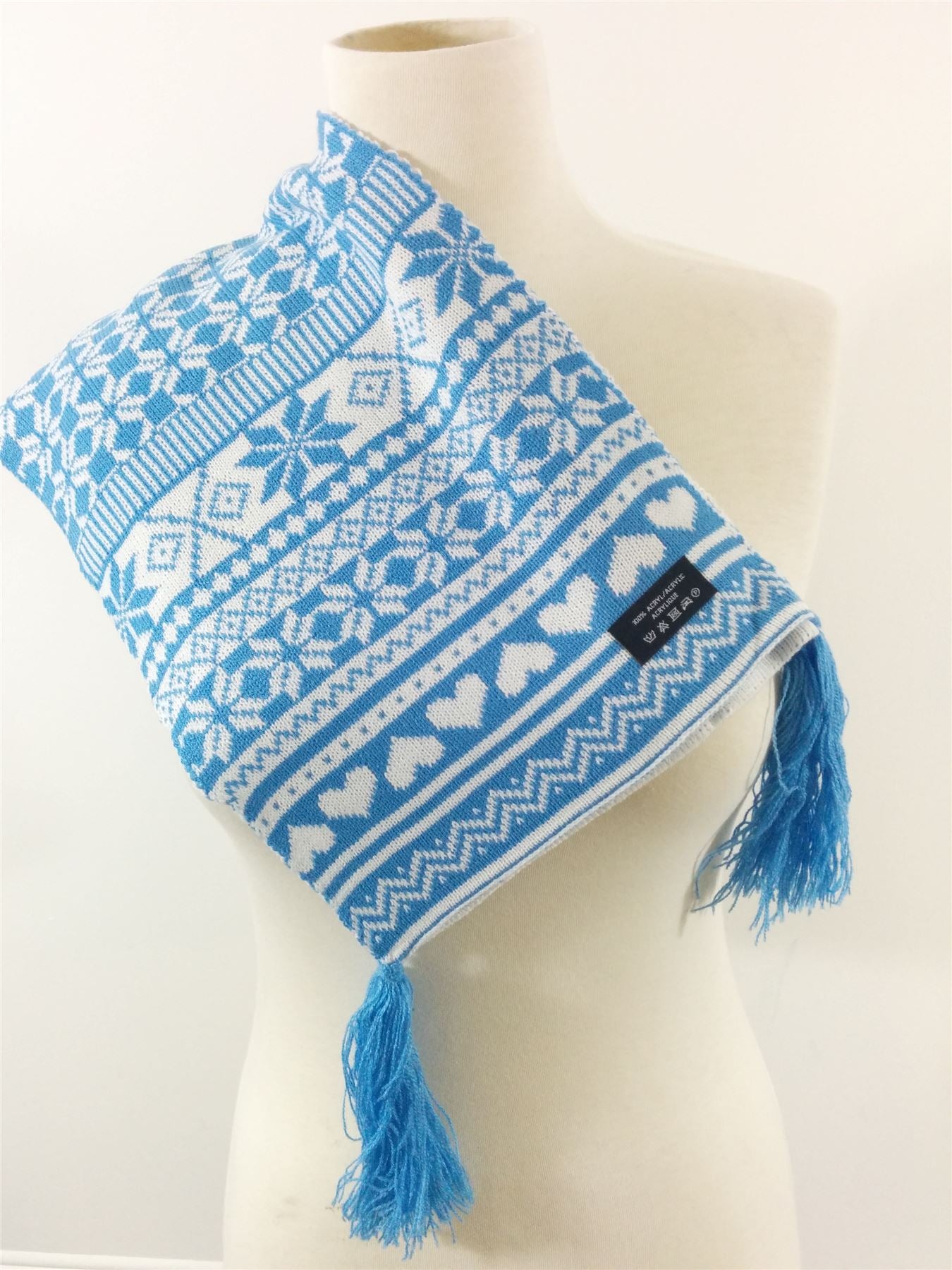 Fashion Scarf Christmas Blue White Winter Warm Unisex