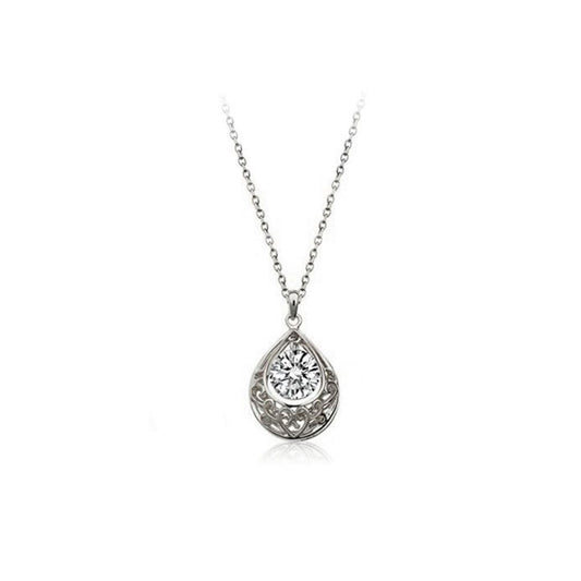 Bridal Heart Silver White Hollow Teardrop Necklace Christmas Gift Women's Present UK