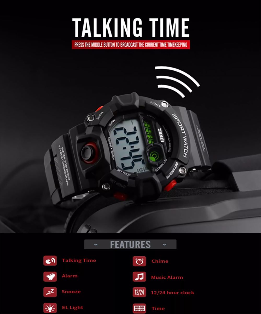 Skmei Large Display Digital Watch Camouflage Loud Alarm Cam 50m Sports Watch UK Seller