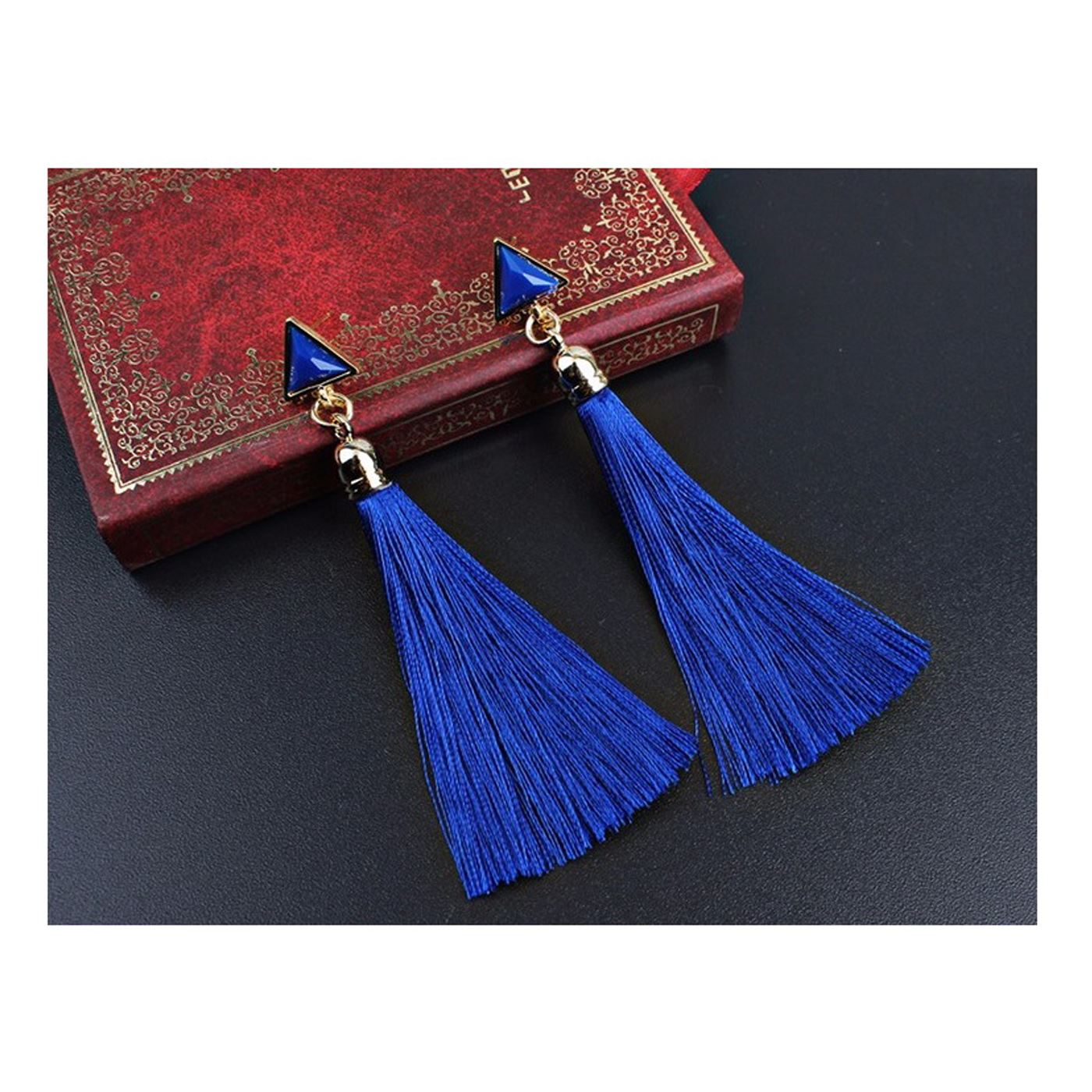 Blue Drop Tassle Tassel Earrings Dress Fashion Present Gift Ladies Girls Womans