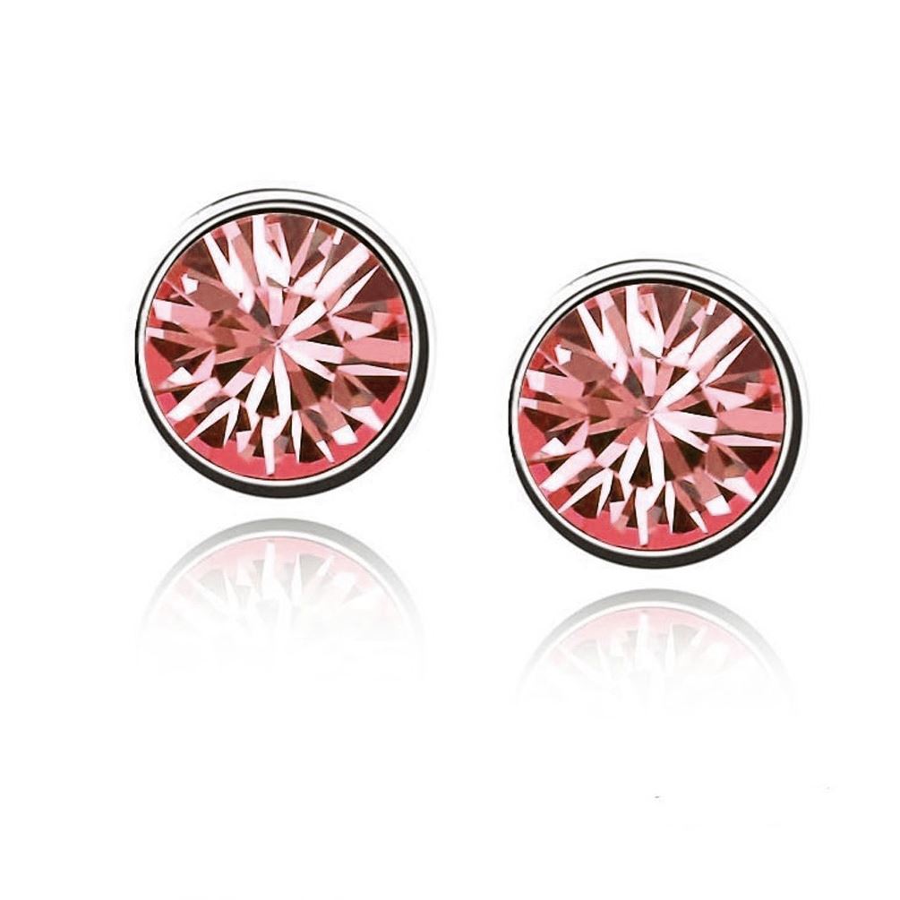 Women's Girls Small Crystal Stud Earrings Jewellery Salmon Pink (Available in 9 Colours) UK Seller