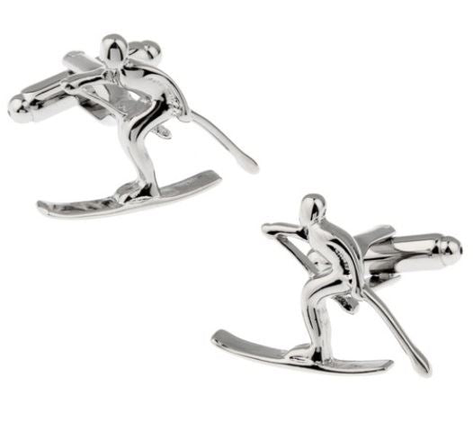 Charles William Mens Luxury Mountain Ski Holiday Vacation Skis Cufflinks Wedding Formal Business Unique Gift