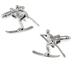 Charles William Ski Holiday Silver Cufflinks