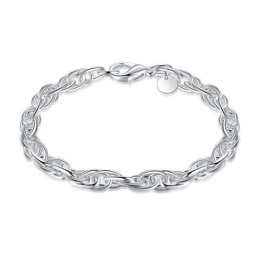 Men's Women's Chain Bracelet Bangle Silver Plated With Lobster Close BG1727