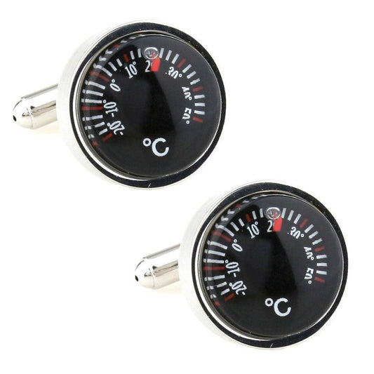 Charles William Mens Working Thermometer Temperature Cufflinks Adventure Wedding Business Naval Army Gift