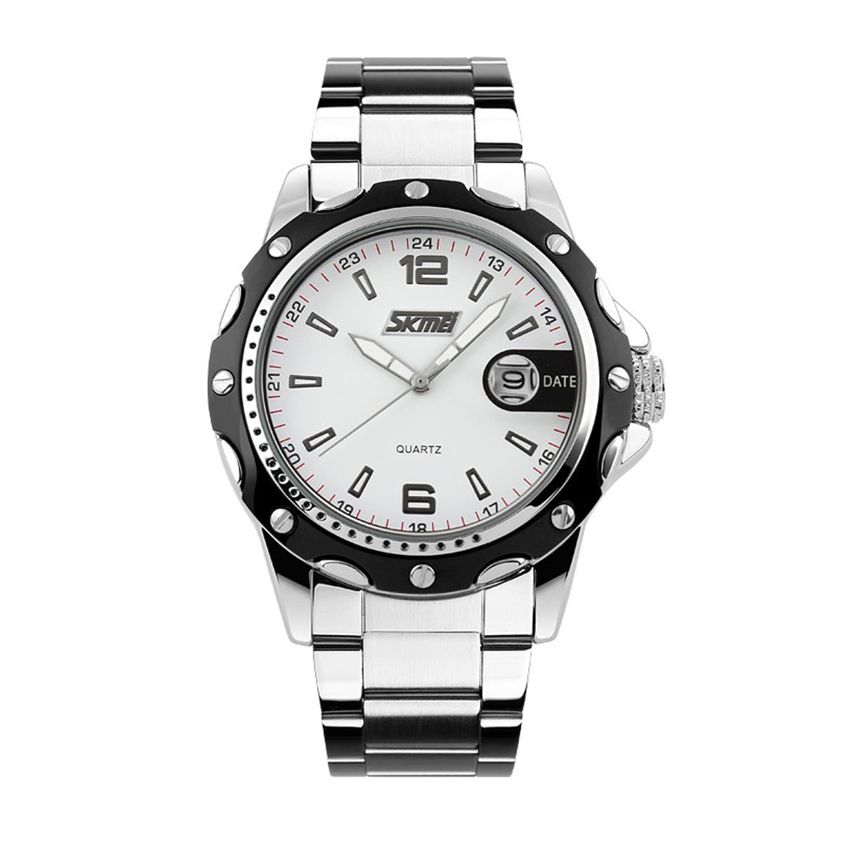 Skmei Mens Watch Stunning Analogue Watches Silver Stainless Steel Date SK0992 UK