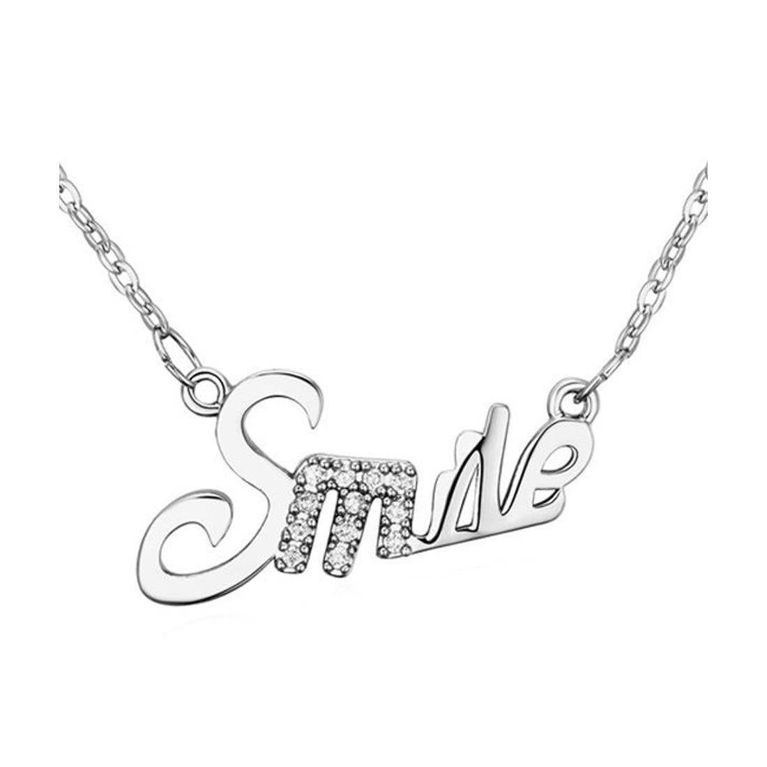 Women's Silver Girls 'Smile' Happy Pendant Necklace With Real Crystal Elements UK