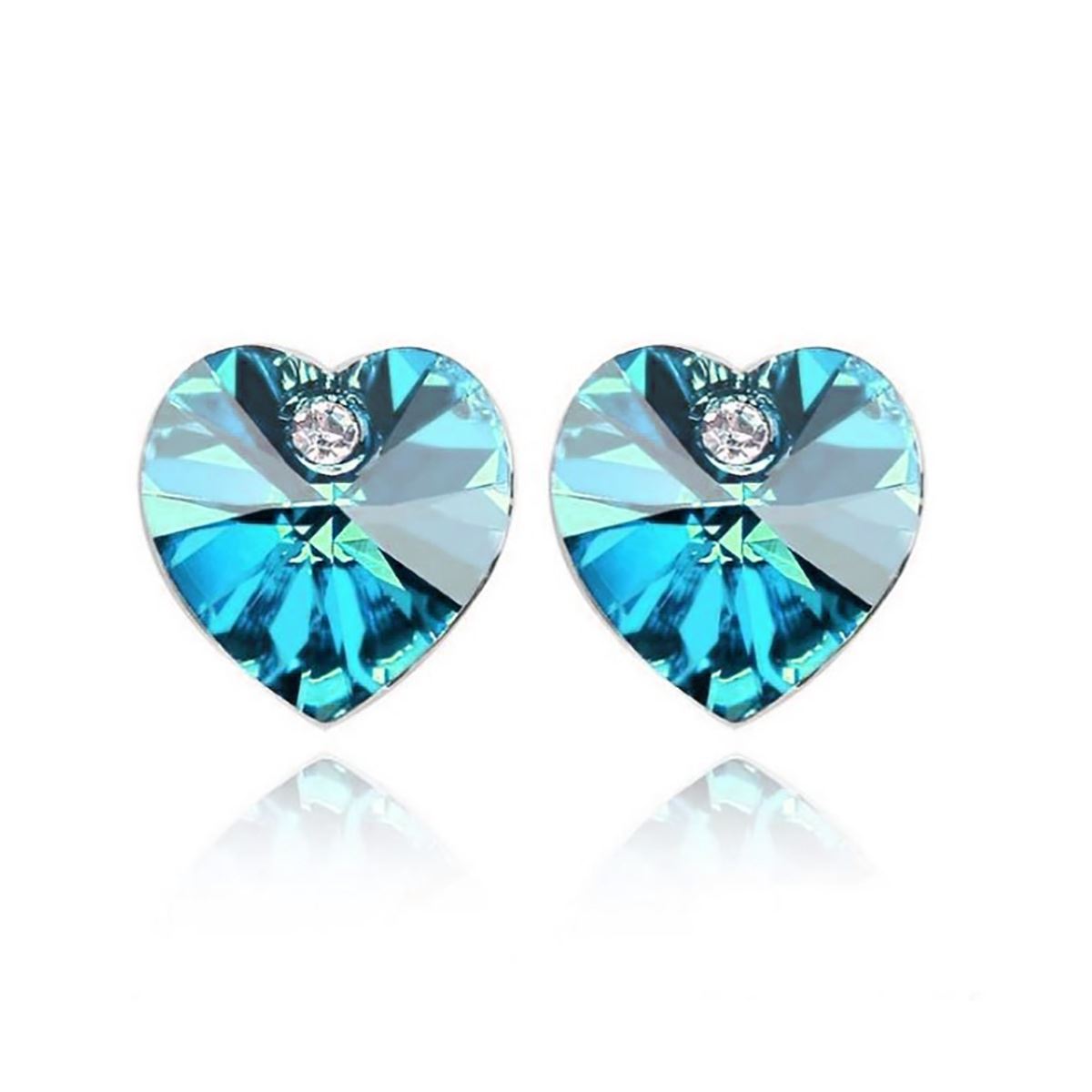 Austrian Crystal Blue Heart Shaped Rhinestone Stud Swarovski Elements Earrings UK Seller