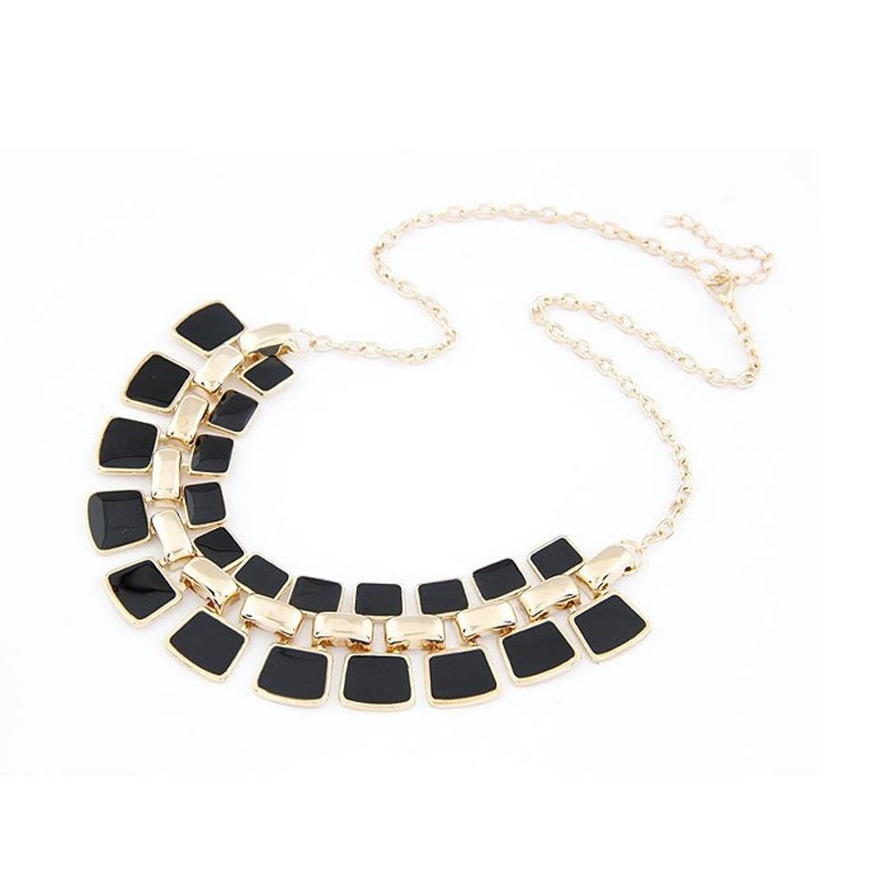 Women's Statement Necklace Shiny Enamel Jewellery Gold Tone Fashion Accessory UK