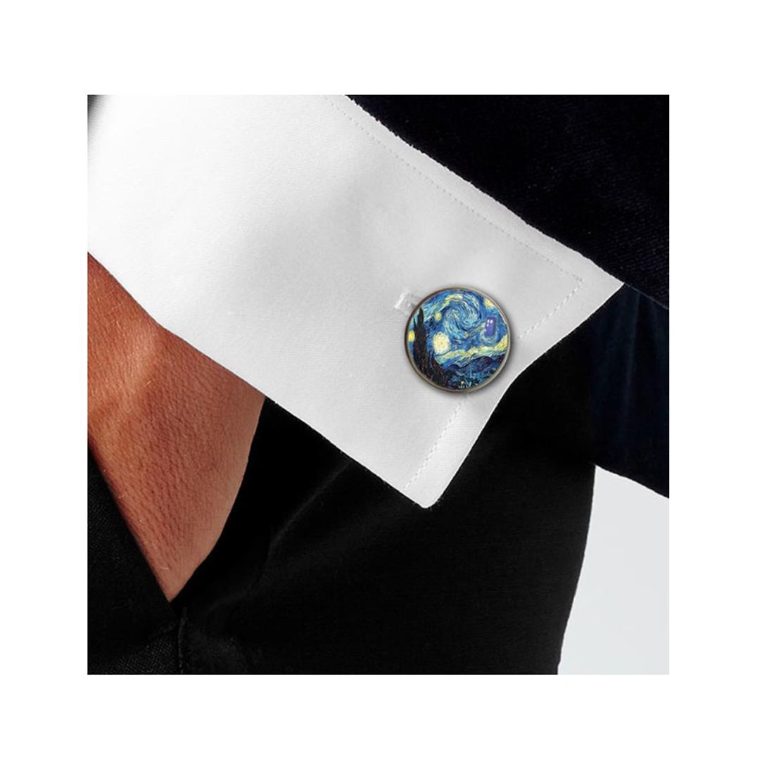 Charles William Unique Novelty Cufflinks Vincent Van Gogh The Starry Night Fashion