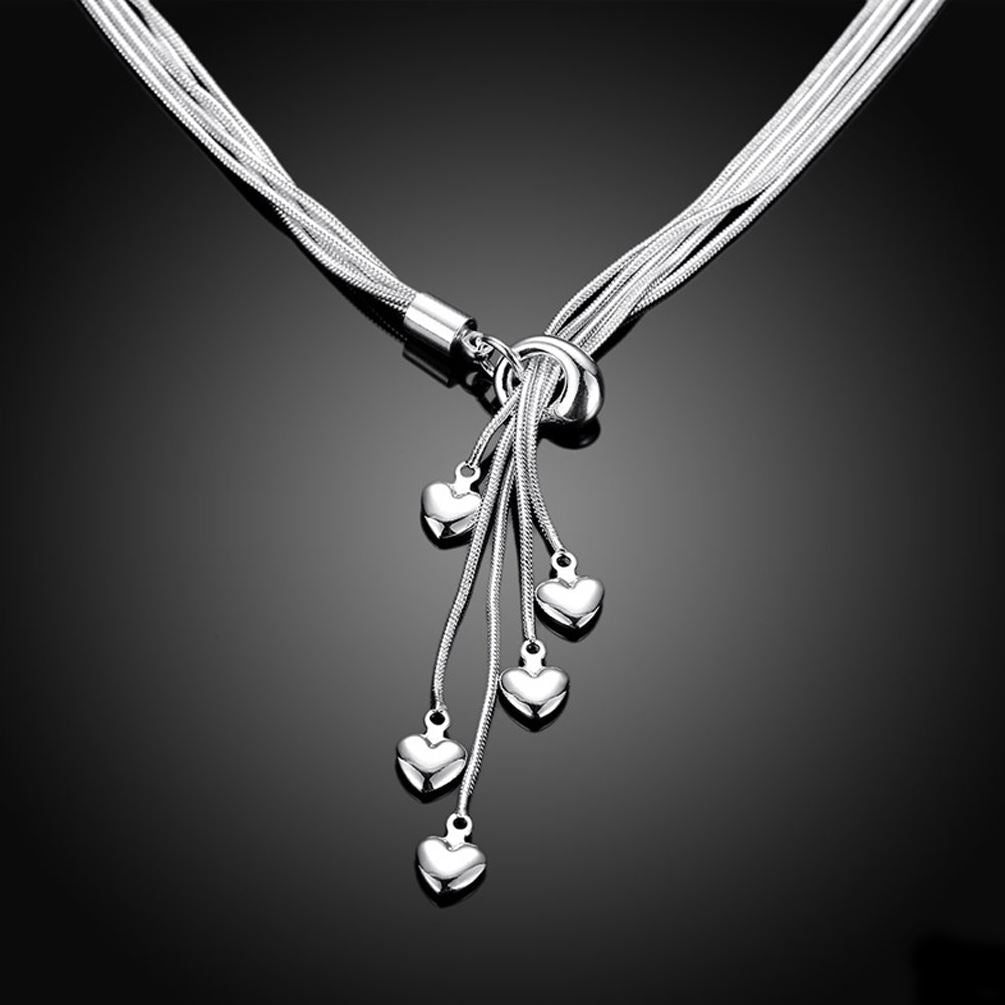 Charles William Beautiful Stunning Hearts Love Pendant Necklace Silver Plated Women's Gift UK