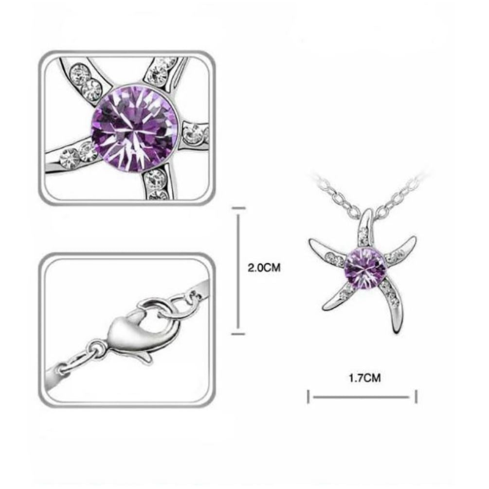 Silver Starfish Necklace & Earrings Set Purple Jewellery from Charles Willaim