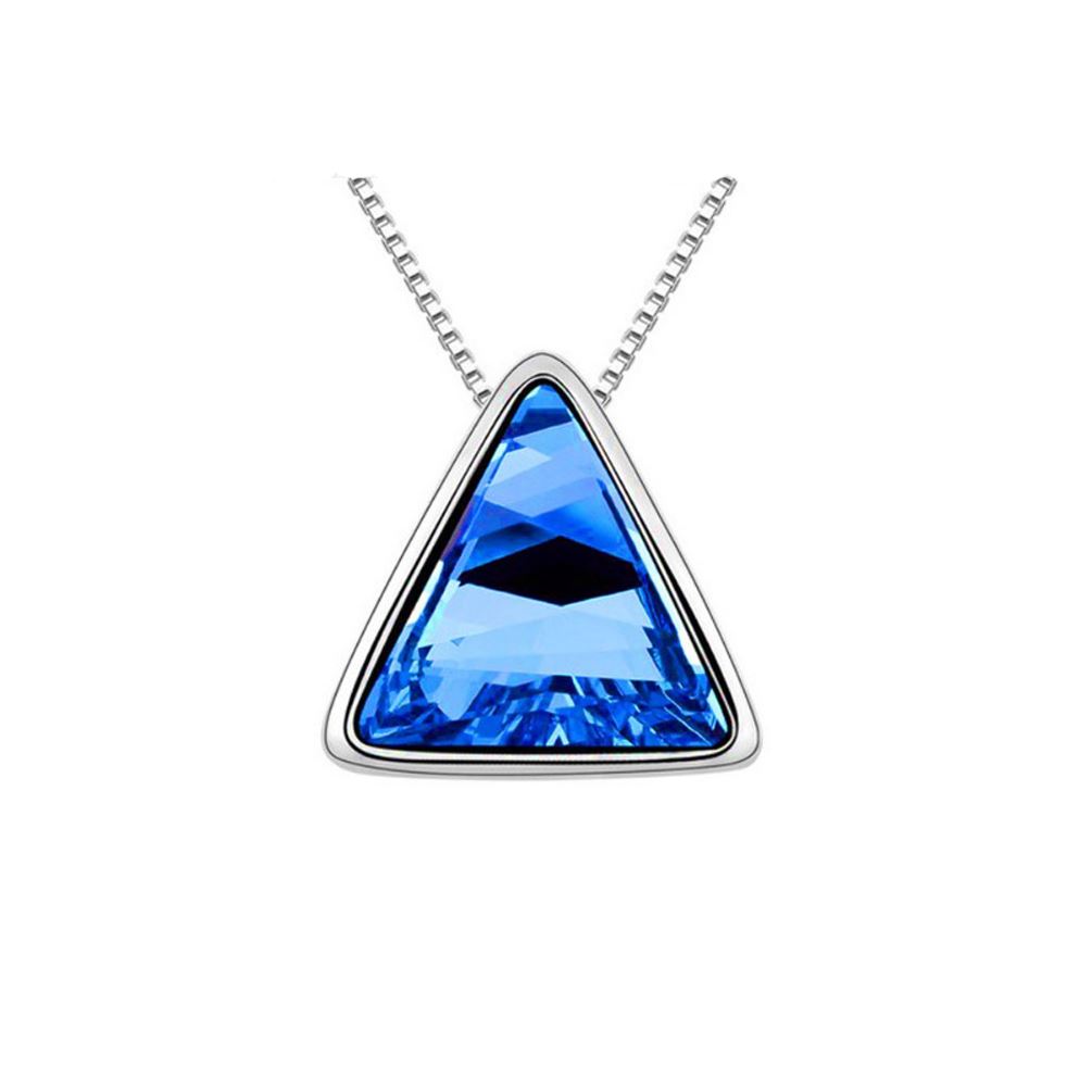 Women's Ladies Girls Triangle Pendant Necklace Dark Blue Stone Encrusted Mix & Match Jewellery UK Seller