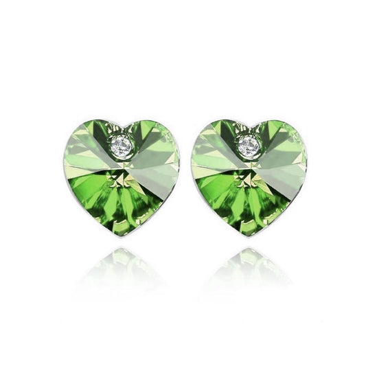 Austrian Crystal Stone And Elements Green Heart Shaped Stud Earrings from Charles William