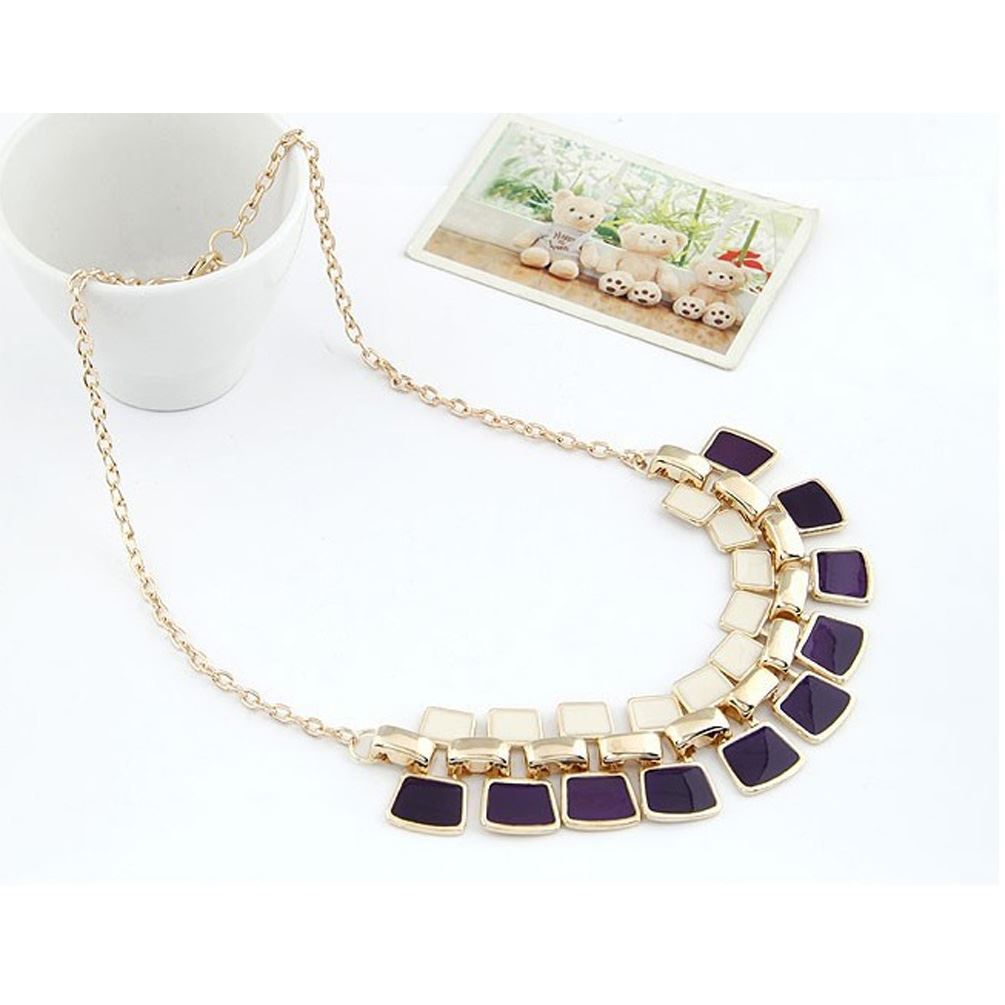 Women's Statement Purple & Cream Necklace Enamel Jewellery Gold Tone Fashion Accessory UK