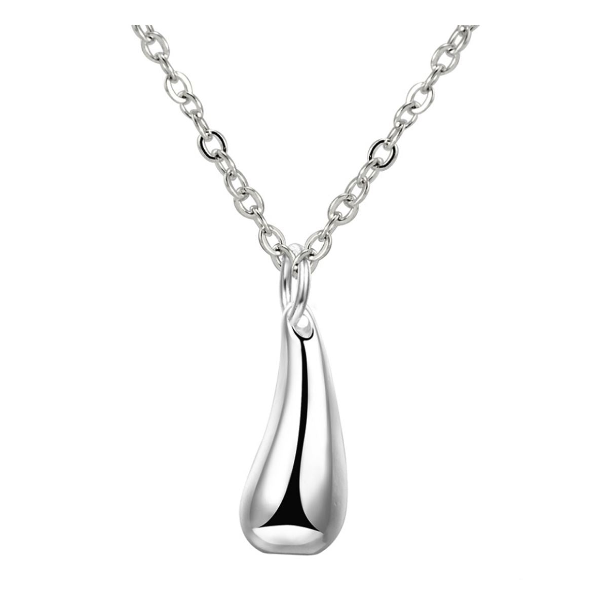 Women's Silver Plated Tear Drop Pendant Necklace On Elegant Chain Fashion UK Seller