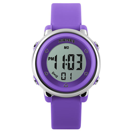 Skmei Girls Kids Purple Digital Watch 50m Water Resistant With Stopwatch Alarm Ages 5+ DG1100